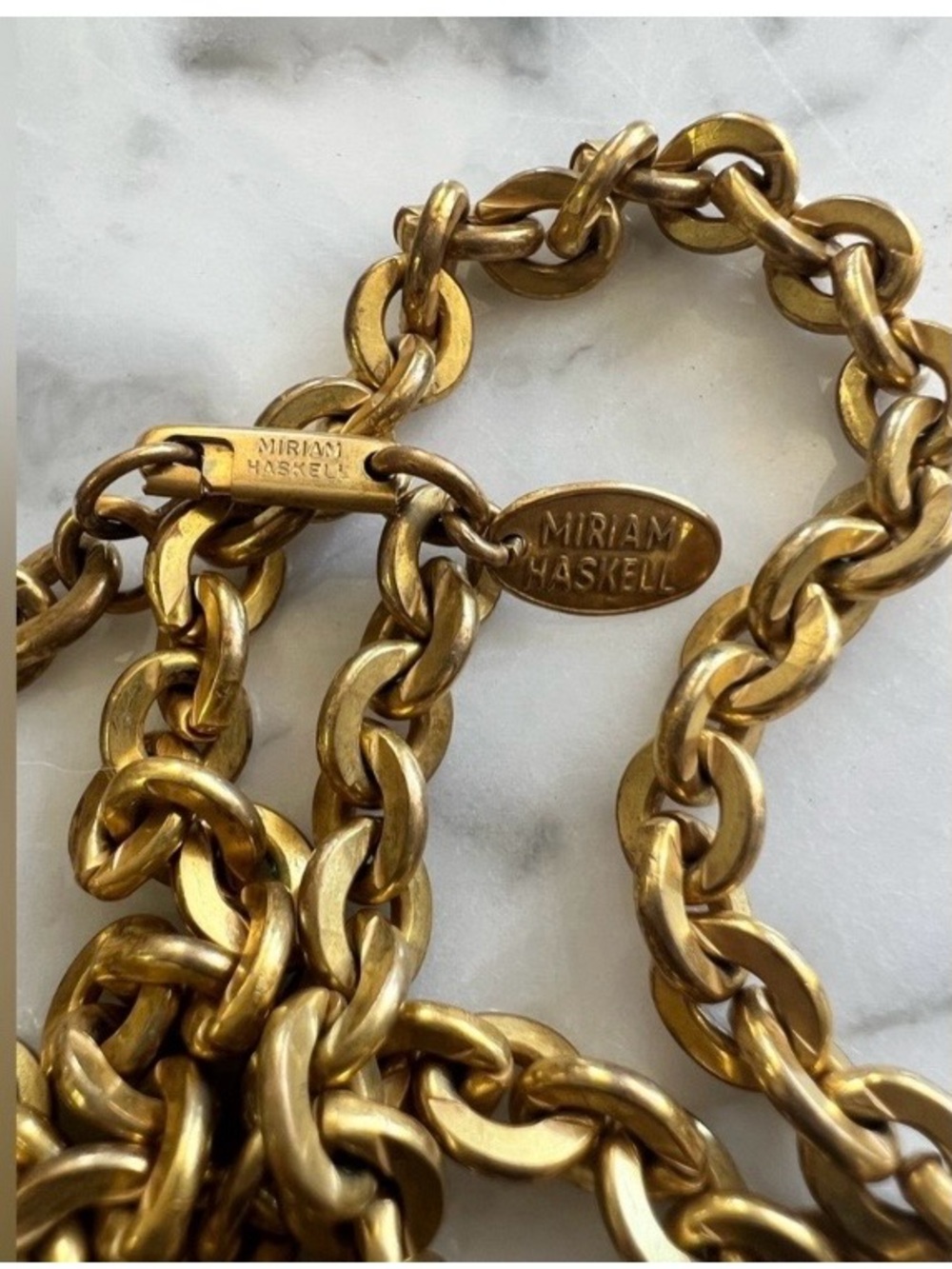 Miriam Haskell Antique Gold Link Necklace